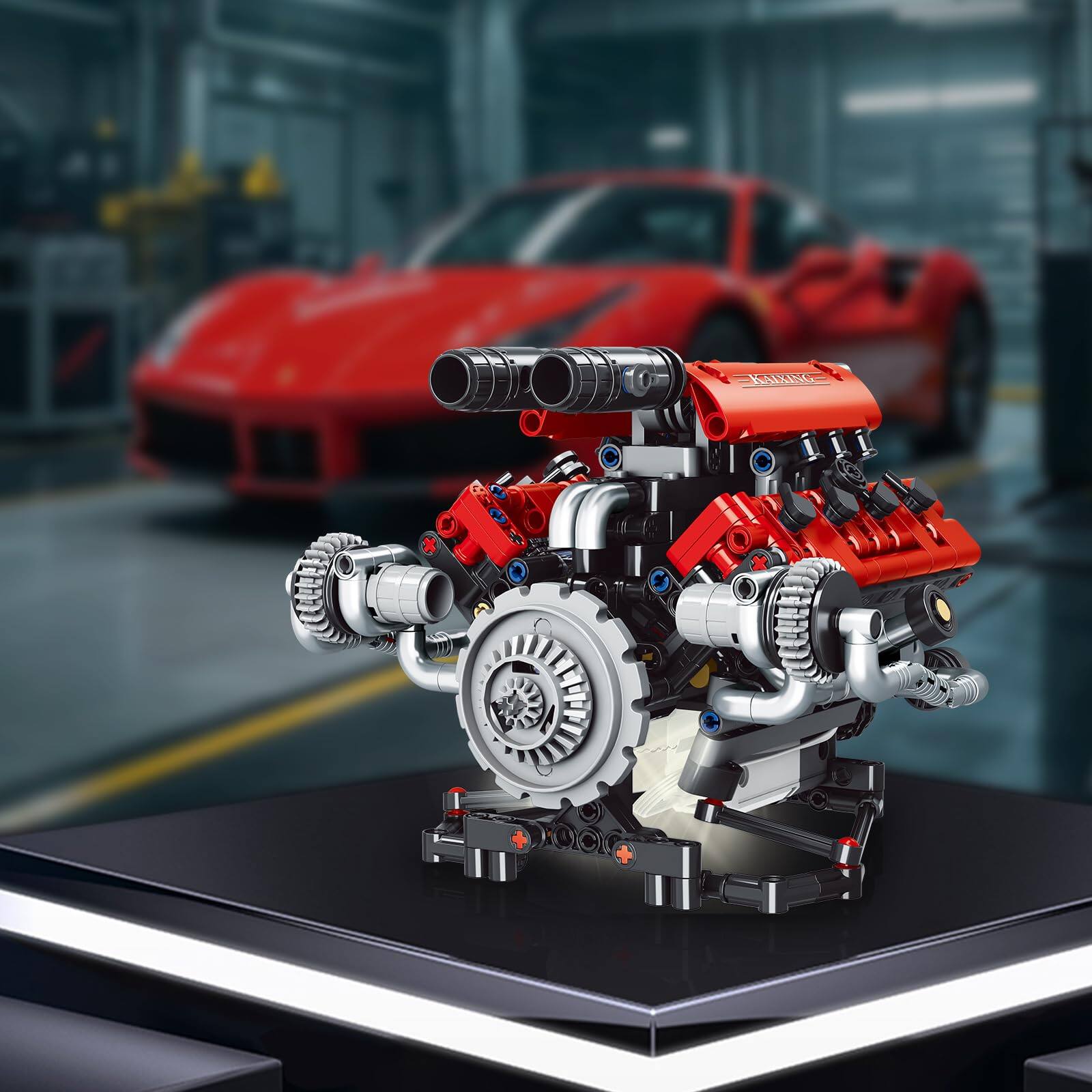 Left. EZTW1 - V8 Engine Kit That Work - 8-cylinder Visible Building Blocks Set With Build Your Own Engineering Stem Project For - Default.