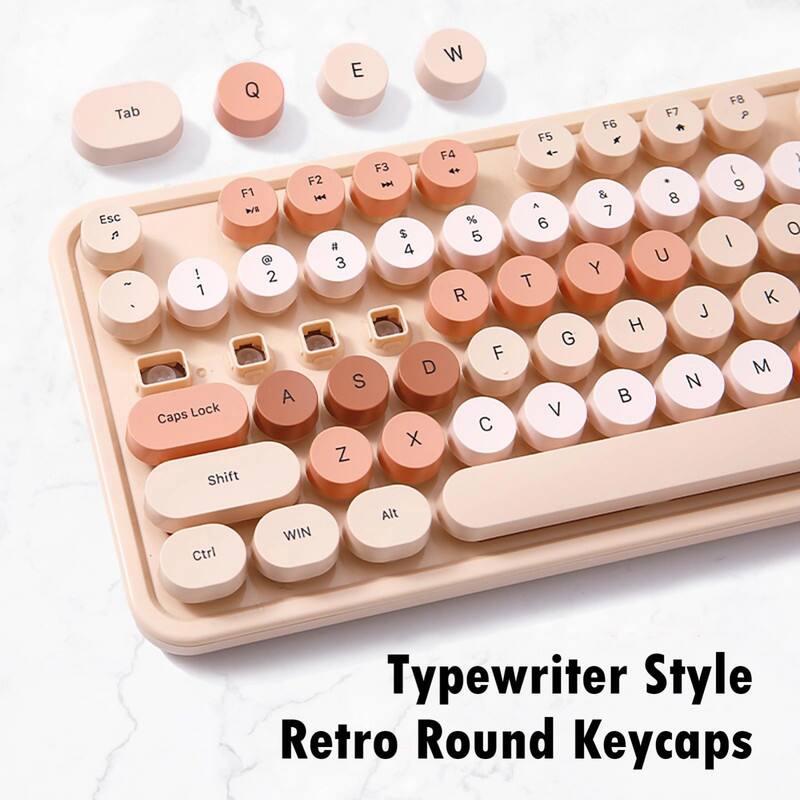 Q Tab F1 N Esc 2 ! 2 ~ 1 A Caps Lock Shift W E F4 F3 F2 le4 % $ 5 # 4 3 R F D S C X Z F5 A 6 T G V F7 F6 K & 8 7 U Y J H N B F8 P I 9 O I K M Ctrl WIN Alt Typewriter Style Retro Round Keycaps