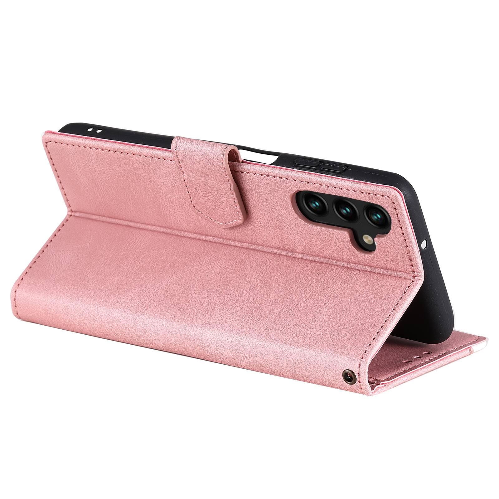 Alt View 1. Dteck - Wallet Case for Samsung Galaxy S24,Vintage PU Leather Flip Card Holder Kickstand Magnetic Closure Phone Cover - Pink.