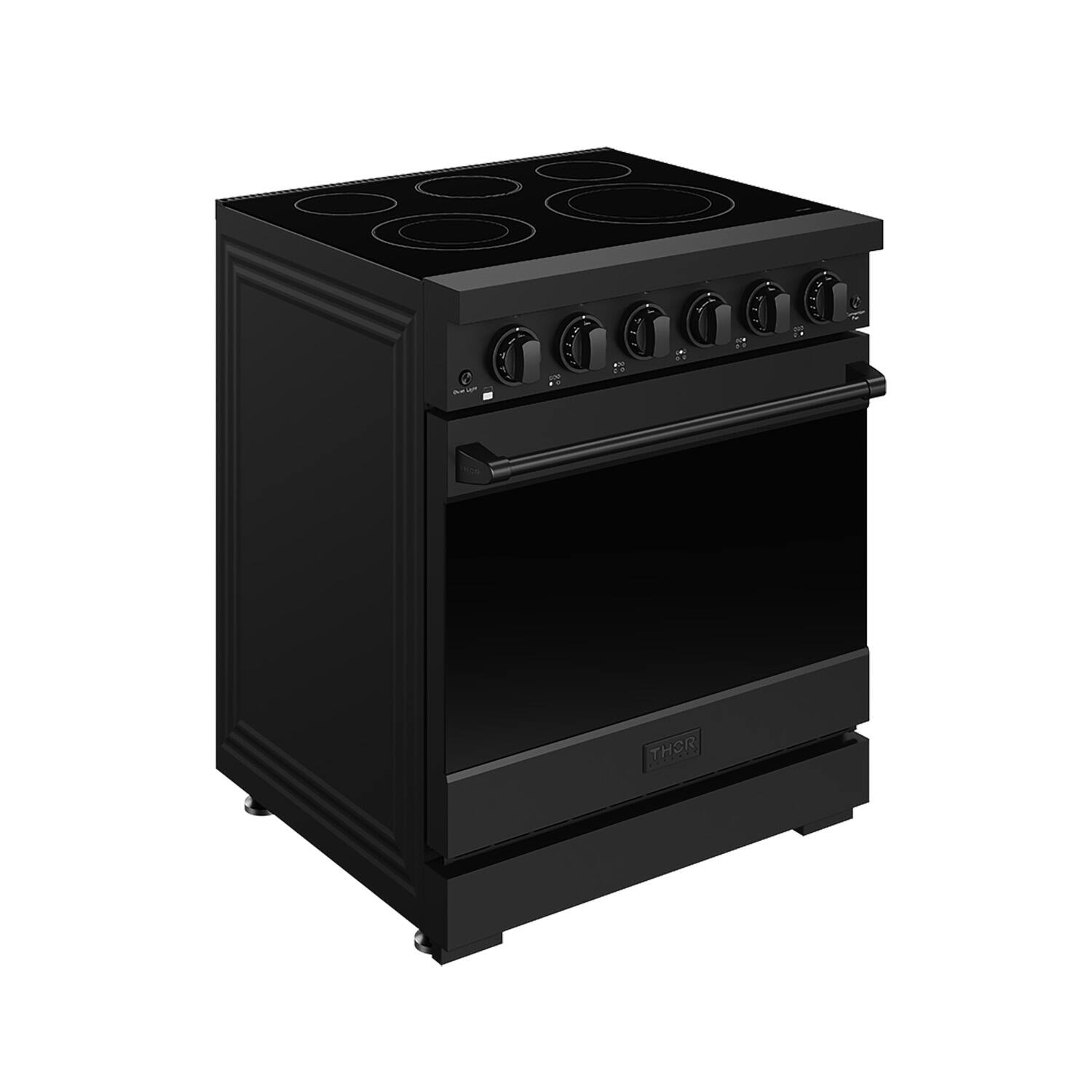 Angle. Thor Kitchen - Gordon Ramsay Series by Thor Kitchen 4.55 Cu. Ft Freestanding Electric Range - Matte Black.