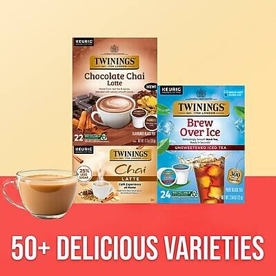KEURIC TWININGS Chocolate Chai Latte NEW  
KEURIC 22  
KEURIC 25% LESS SUGAR  
TWININGS  
Brew Over Ice  
UNSWEETENED ICED TEA  
TWININGS Chai  
50+ DELICIOUS VARIETIES