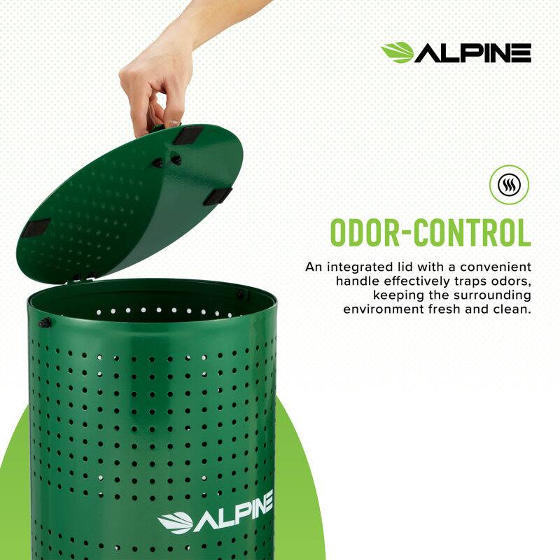 ALPINE
ODOR-CONTROL
An integrated lid with a convenient handle effectively traps odors, keeping the surrounding environment fresh and clean.