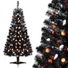Front. Costway - Costway 4.5 FT Artificial Halloween Tree with 281 Branch Tips 65 Orange Pumpkin Lights - Black.