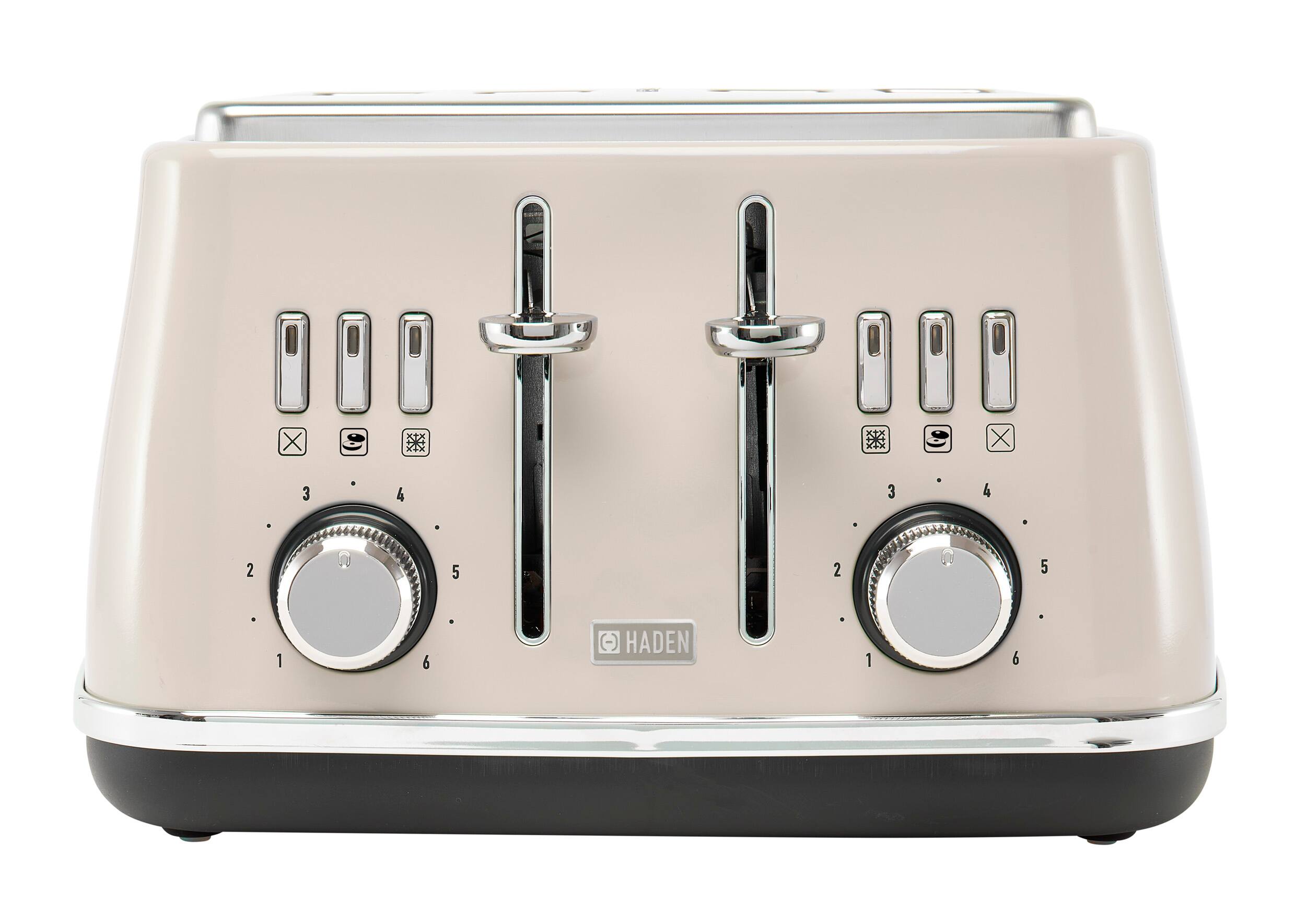Front. Haden - Cotswold 4 Slice Toaster - Putty and Chrome.