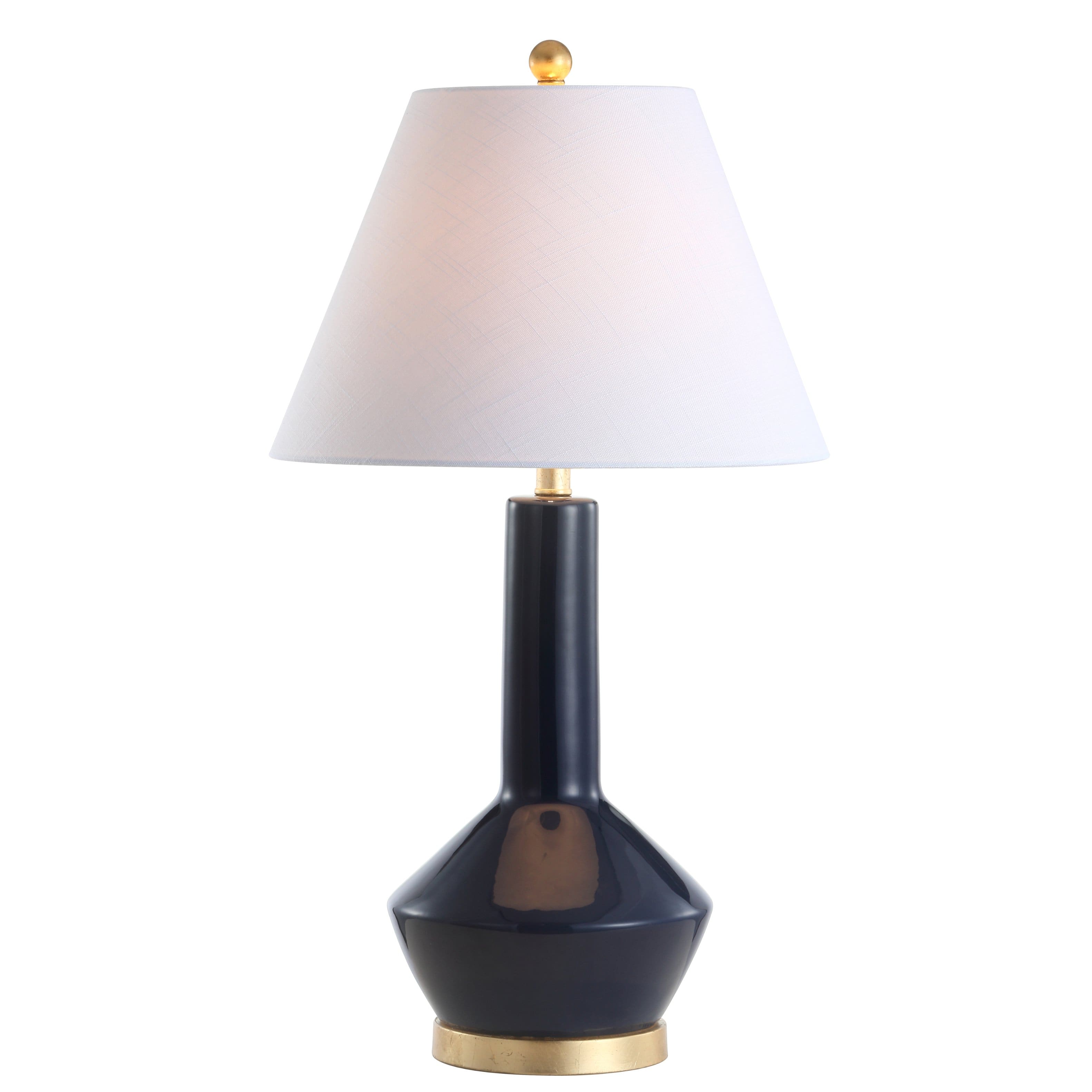 Jonathan Y - Copenhagen 29" Ceramic/Metal LED Table Lamp, /Brass - Navy