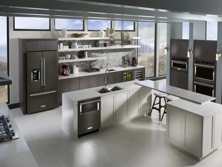 Alt View 18. KitchenAid - 23.8 Cu. Ft. French Door Counter-Depth Refrigerator - Black Stainless Steel with Printshield Finish.