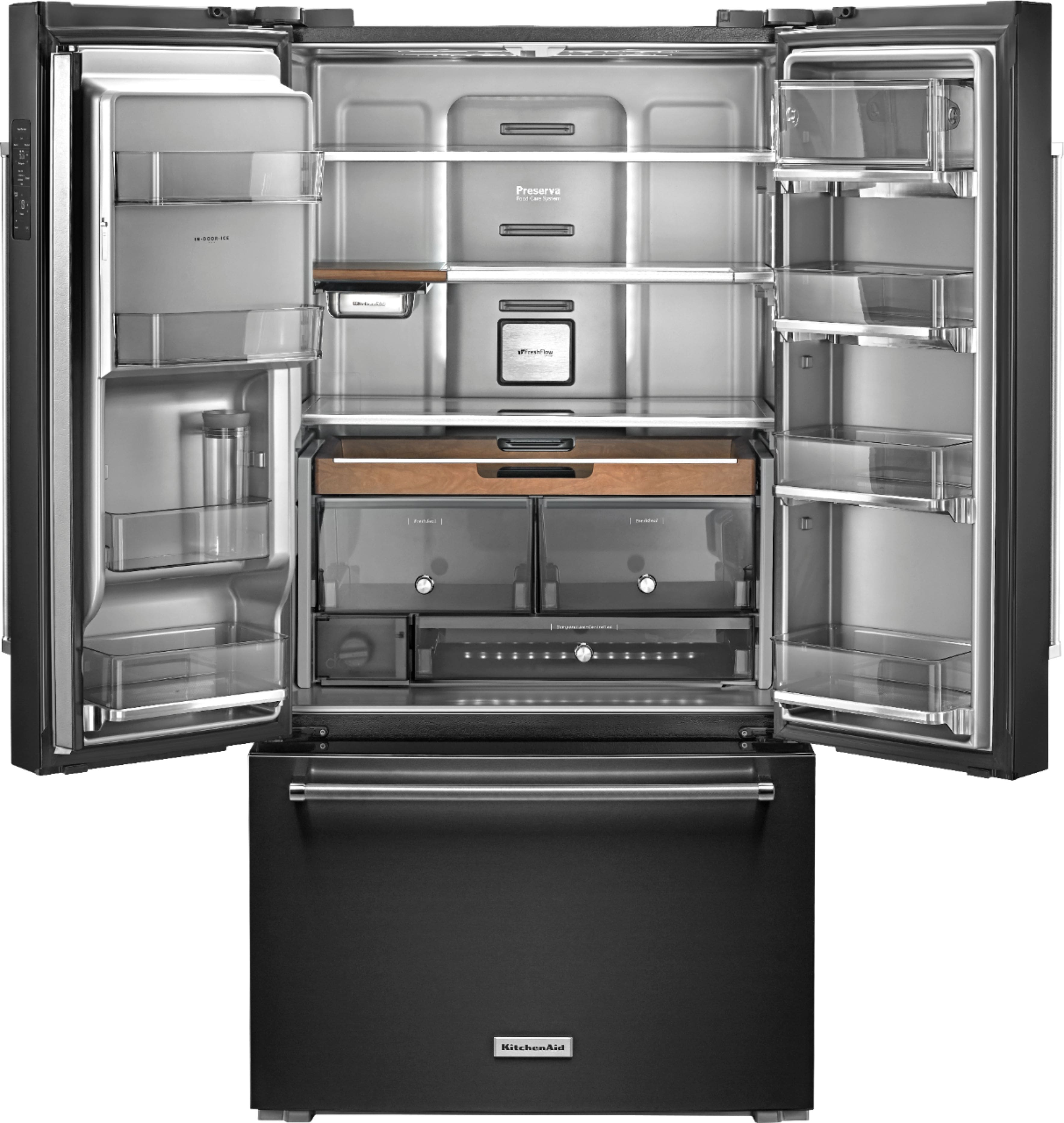 Alt View 2. KitchenAid - 23.8 Cu. Ft. French Door Counter-Depth Refrigerator - Black Stainless Steel with Printshield Finish.