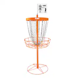 GSE Games & Sports Expert - Heavy-Duty 24-Chain Disc Golf Basket, Deluxe Metal Flying Disc Golf Practice Target - Orange