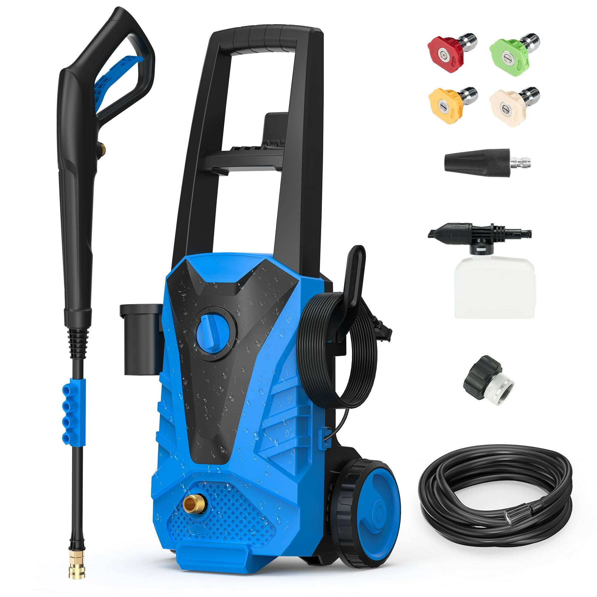 Front. AOITUN - Electric Pressure Washer 2.0 GPM, Power Washer with 6 Nozzles & Foam Cannon for Window, Fence, Patio, Blue.