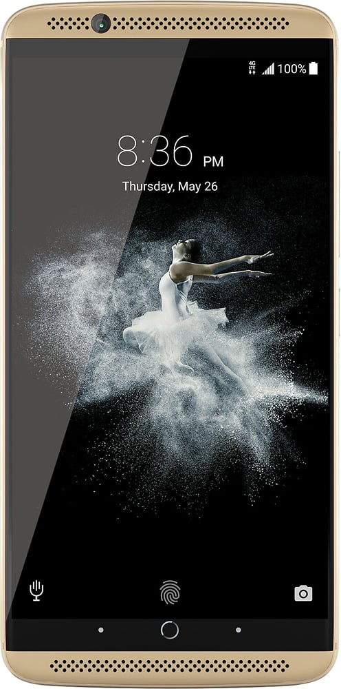 Front. ZTE - Axon 7 4G LTE with 64GB Memory Cell Phone (Unlocked) - Ion Gold.