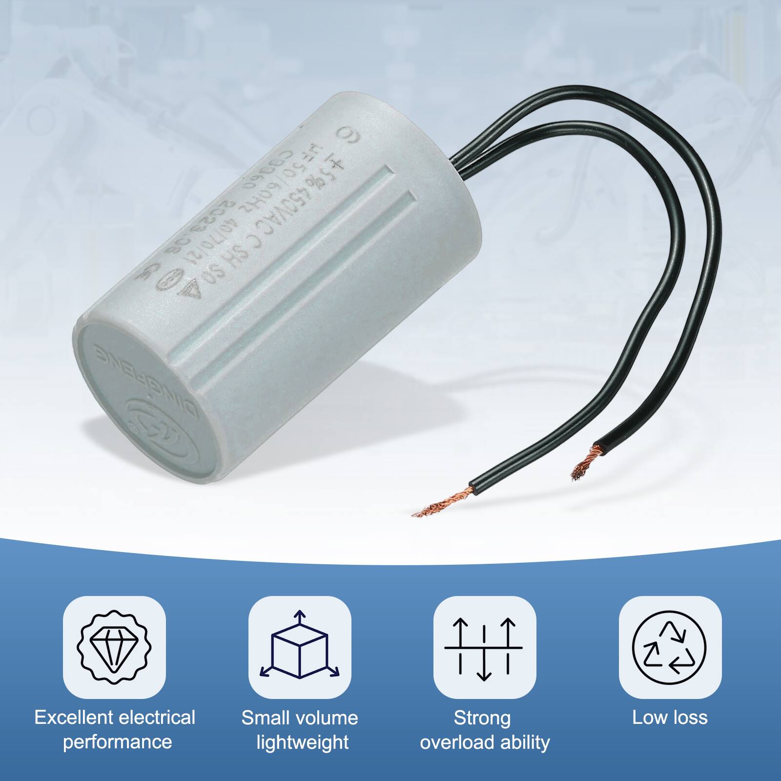 C9360 +5%  
50/60Hz  
450VAC  
40/70/21 HS OS  
SNELONIC  

Excellent electrical performance  
Small volume lightweight  
Strong overload ability  
Low loss