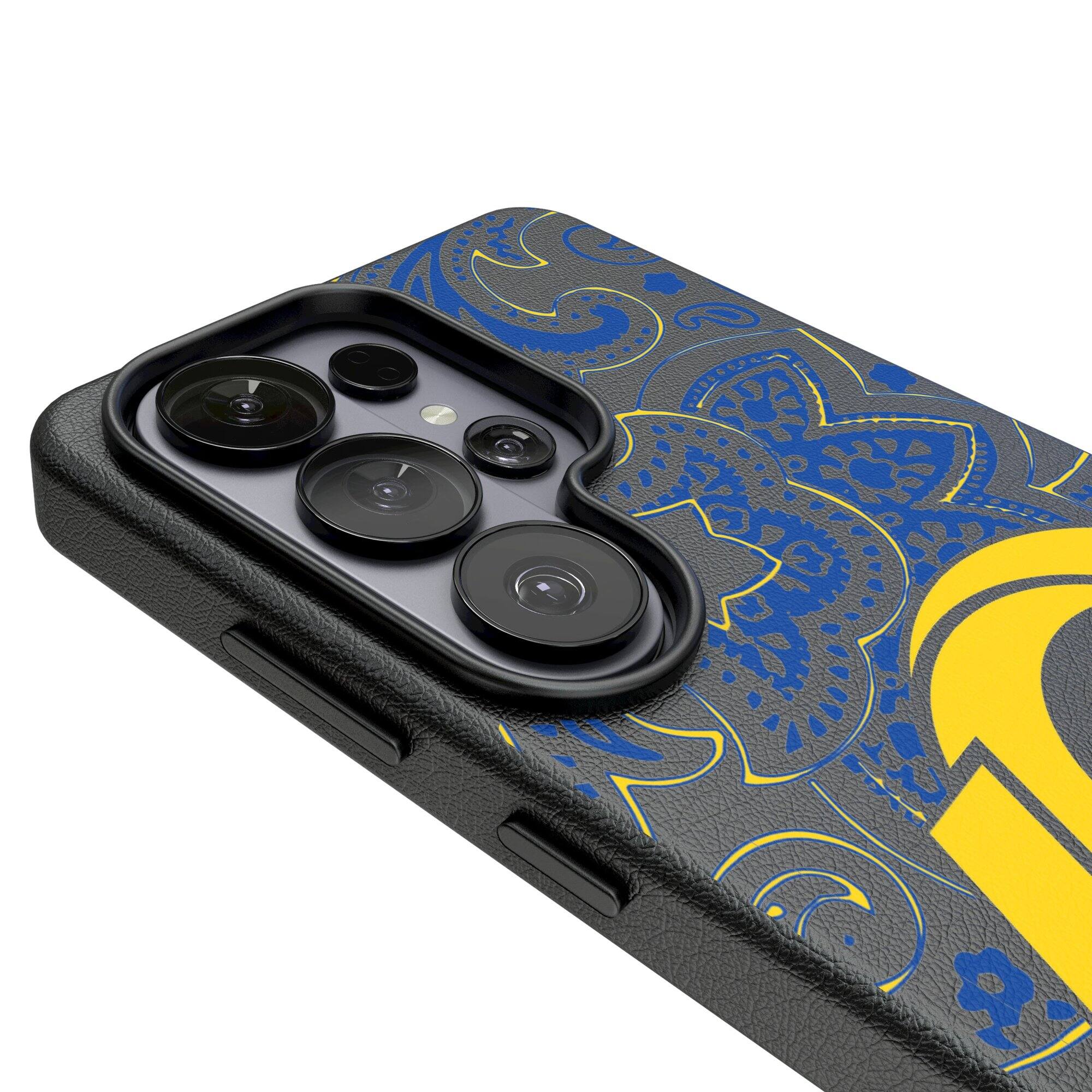 Alt View 2. Keyscaper - Los Angeles Rams Paisley Galaxy Magnetic Bump Case - S24 Plus - Black.