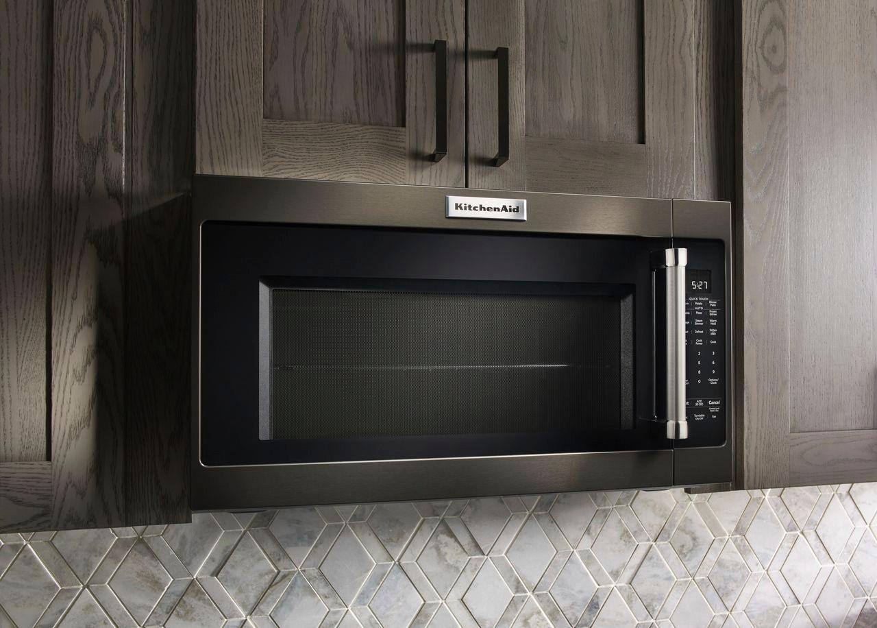 Alt View 12. KitchenAid - 2.0 Cu. Ft. Over-the-Range Microwave with Sensor Cooking - Black Stainless Steel.