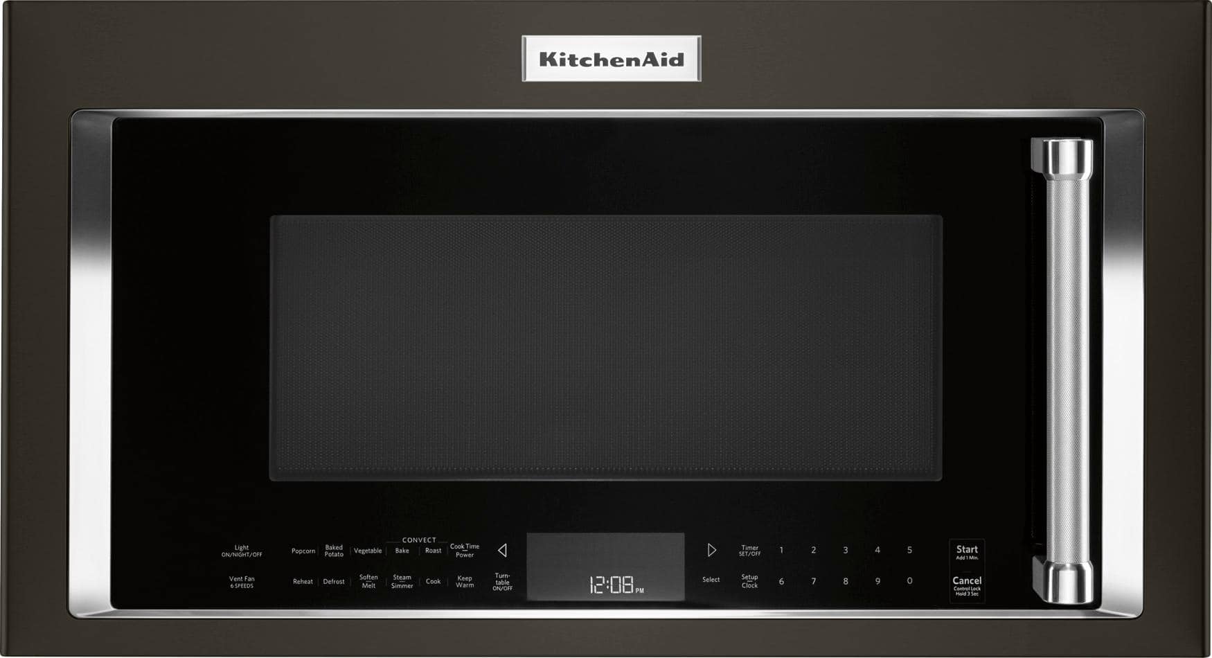 Front. KitchenAid - 1.9 Cu. Ft. Convection Over-the-Range Microwave - Black Stainless Steel.