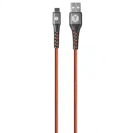 Front. ToughTested - ToughTested 2ft Heavy-Duty Braided USB-C Cable | Short 3A Fast Charging Armor Flex Cord for Cars & Power Banks.