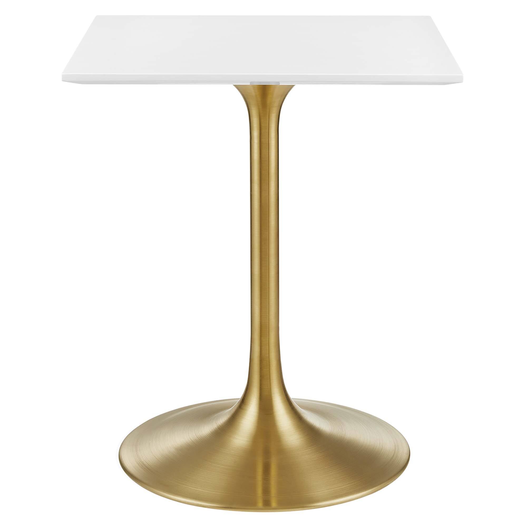 Angle. Modway - Lippa Square Wood Dining Table - Gold White.