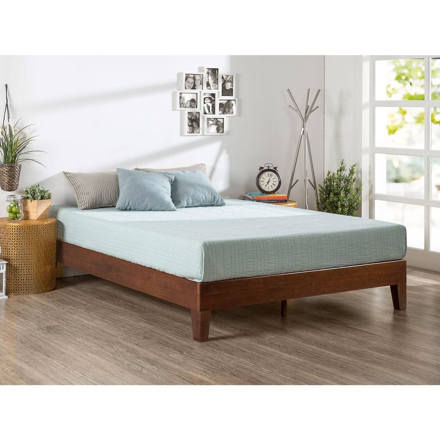 Front. Hivvago - Hivvago King size Low Profile Solid Wood Platform Bed Frame - Espresso.