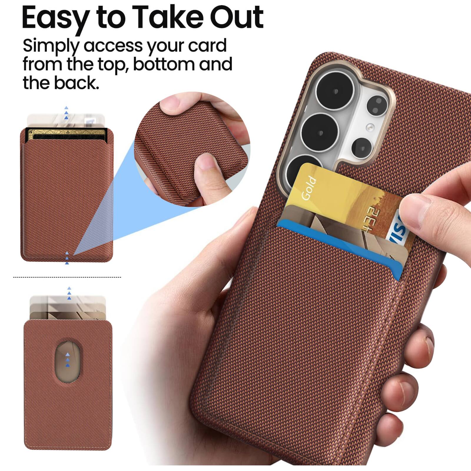 Easy to Take Out  
Simply access your card from the top, bottom and the back.