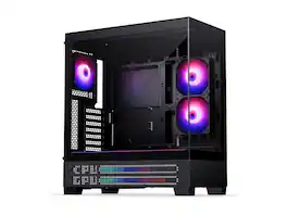 Phanteks - XT View Matrix ATX Case, 600-LED Display, Tempered Glass, USB-C 3.2, 3x D-RGB Fans, Rear-Connector, Black - Charcoal Black