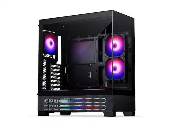 Front. Phanteks - Phanteks XT View Matrix ATX Case, 600-LED Display, Tempered Glass, USB-C 3.2, 3x D-RGB Fans, Rear-Connector, Black - Charcoal Black.