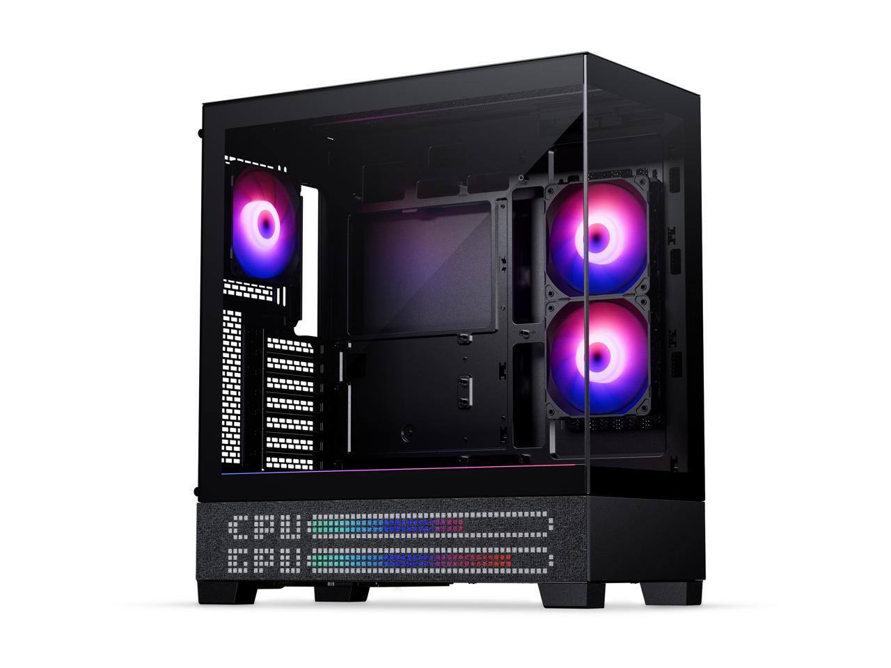 Front. Phanteks - Phanteks XT View Matrix ATX Case, 600-LED Display, Tempered Glass, USB-C 3.2, 3x D-RGB Fans, Rear-Connector, Black - Charcoal Black.