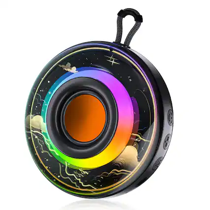Front. Dazzed Corner - Portable Bluetooth Speaker, Shower Speaker with RGB Lights - Black.