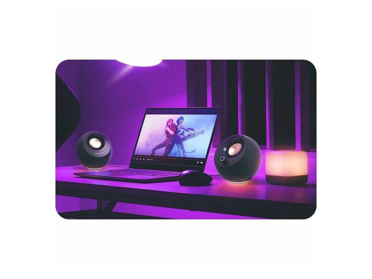 Alt View 5. Creative Labs - Creative Pebble Pro Minimalist 2.0 USB-C Speakers with Bluetooth, RGB Lighting - Black - Black.
