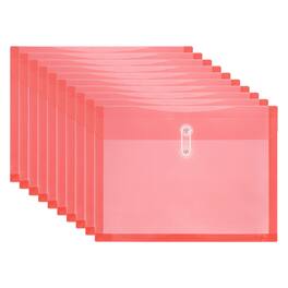 Unique Bargains - 10pcs Plastic Envelopes with Button String Tie Closure, A4 Size File Document Folders for Home Work Office Organization - Red