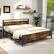 Back. Costway - King Size Bed Frame with Wooden Headboard and Footboard Under-Bed Storage - Brown.