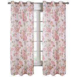 RT Designers Collection - Ellie Doily Grommet Light Filtering Window Curtain Panel for Bedroom 54" x 95" - Rose