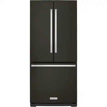 Front. KitchenAid - 20 Cu. Ft. French Door Refrigerator - Black Stainless Steel.