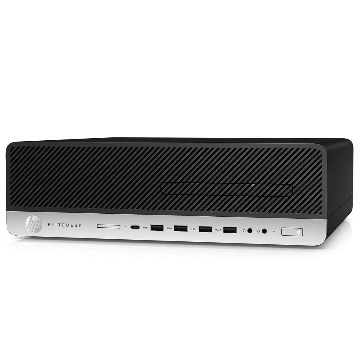 Angle. HP - HP EliteDesk 800 G4 SFF Desktop PC, Intel Core i5-8500 up to 4.1GHz, 16GB DDR4 RAM, 128GB SSD, Windows 11 Pro - Black.