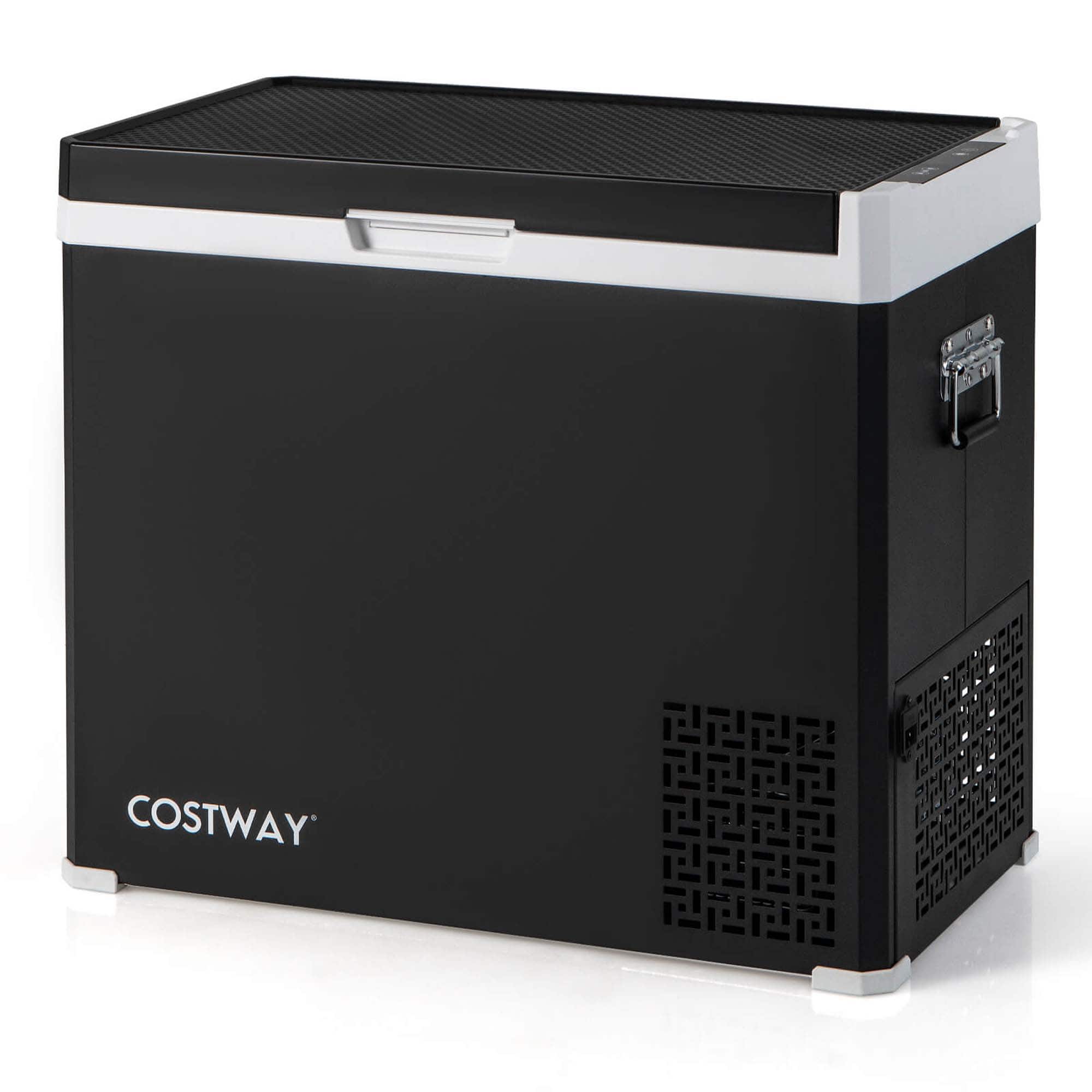 Front. Costway - 12 Volt Car Refrigerator 53QT Portable Car Fridge with -4℉~68℉ for RVs Adjustable Range - Black.