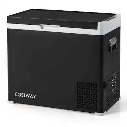 Front. Costway - 12 Volt Car Refrigerator 53QT Portable Car Fridge with -4℉~68℉ for RVs Adjustable Range - Black.