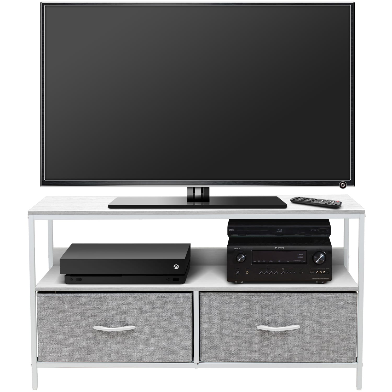 Sorbus - TV Stand with 2 Drawers – Fits Most Flat-Screen TVs – Modern Media Console with Gaming Console Storage - White