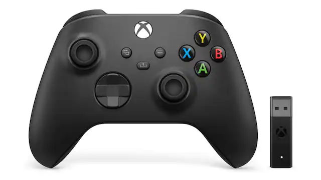 Front. Microsoft - Xbox Series X/S Wireless Controller Carbon Black + Wireless Adapter for Windows - Black.