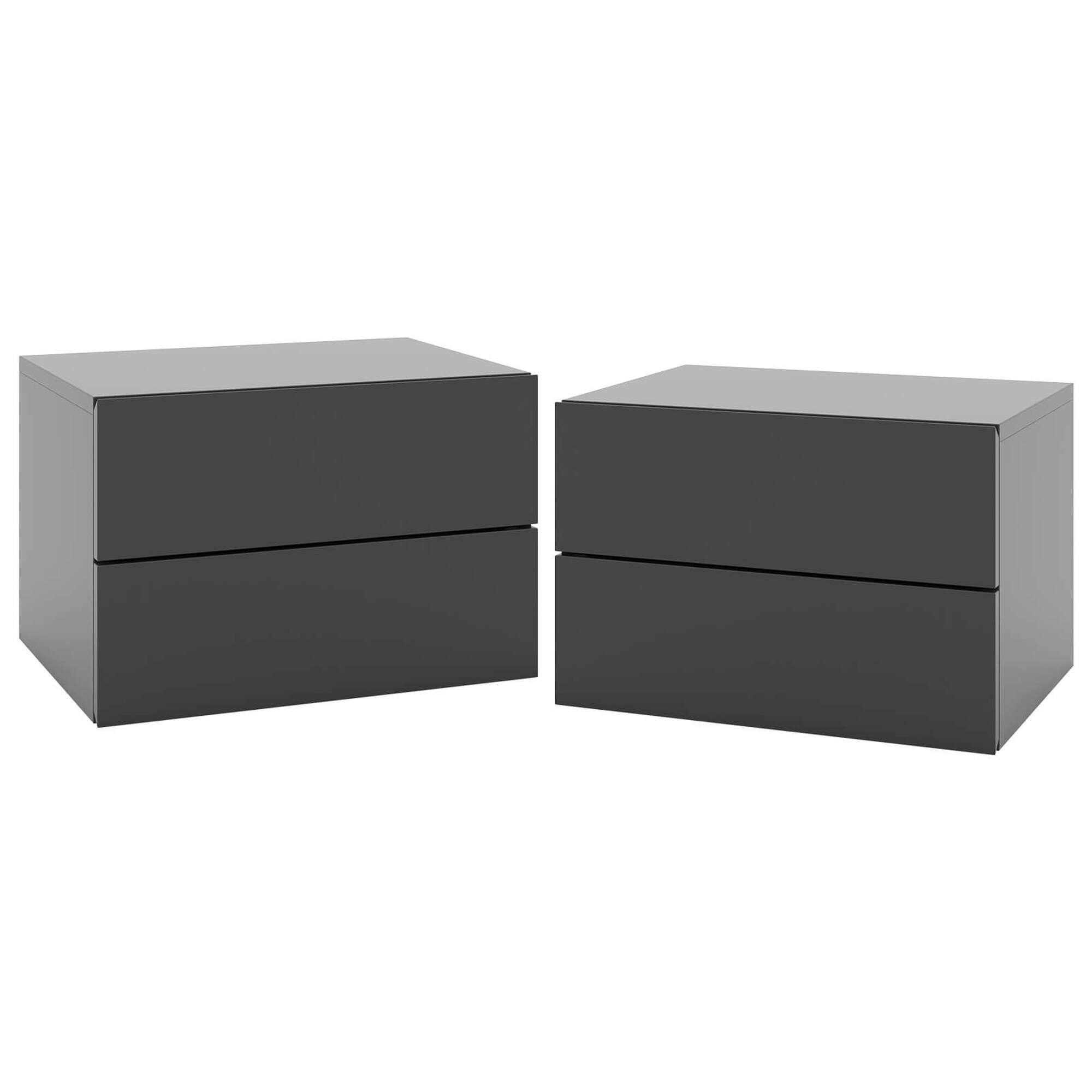 Alt View 6. Costway - 2 PCS Floating Nightstand with Drawer Storage Modern Floating Bedroom Shelf - Gray.
