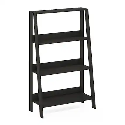 Front. Furinno - Ladder Bookcase Display Shelf, 4-Tier, Espresso - Espresso.