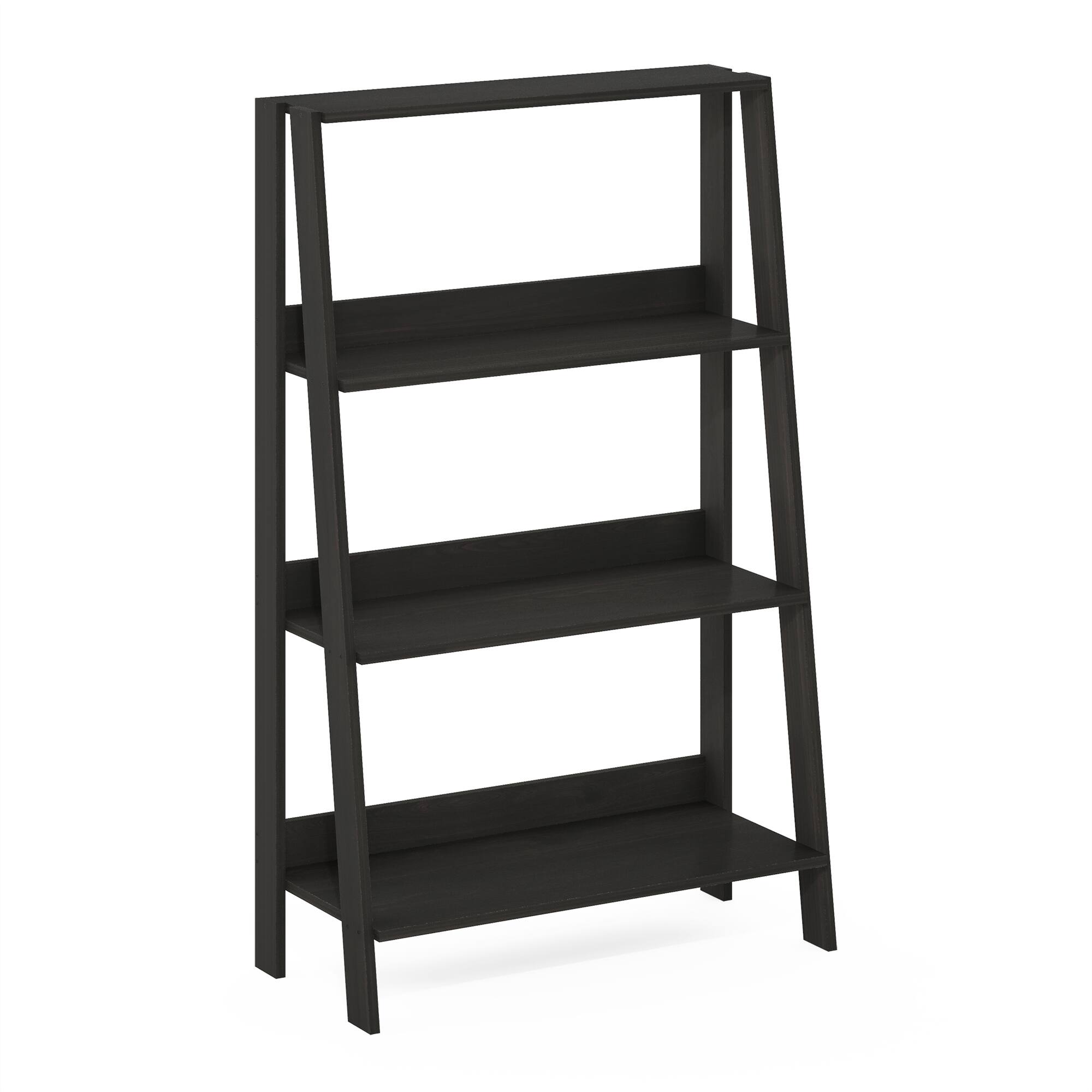 Front. Furinno - Ladder Bookcase Display Shelf, 4-Tier, Espresso - Espresso.