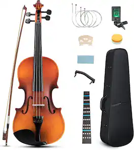 Winado - 1/2 Violin, Full Size Acoustic Fiddle, Matte Finish Beginner Kit with Hard Case, Bow, Rosin, Shoulder Rest, Bridge