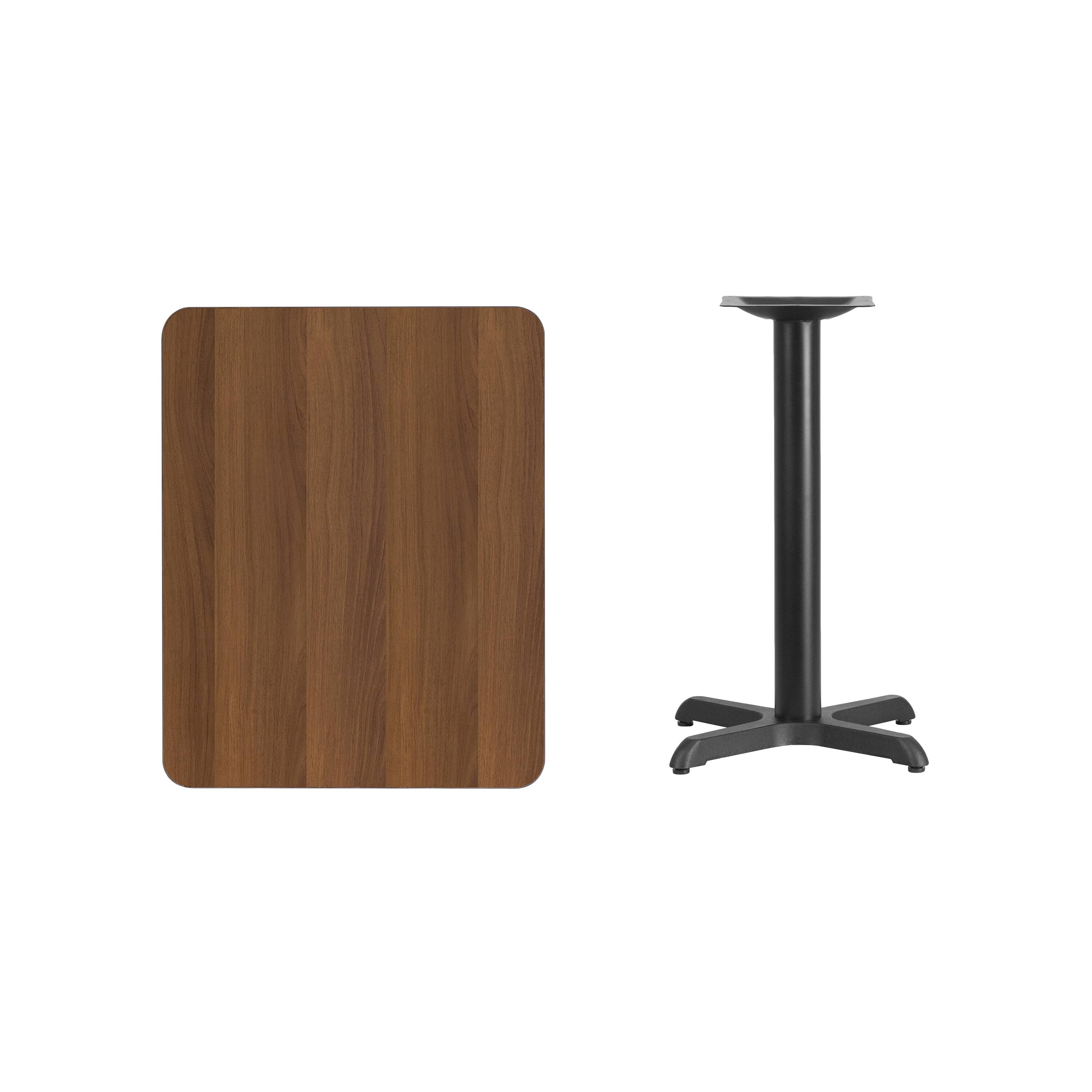 Alt View 2. Emma + Oliver - 24"x30" Rectangular Laminate Table with 22"x22" Table Height Base - Walnut.