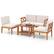 Front. Costway - 5 PCS Acacia Wood Patio Furniture Set with Cushions and 2-Tier Coffee Table - Off White,Natural.