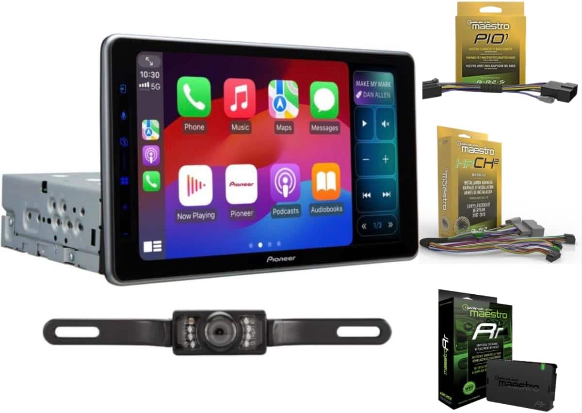 Pioneer - DMH-WT5000NEX 9" Digital Receiver Backup Cam + ADS-MRR + HRNHRRCH2 Compatible with 05-10 Chrysler, Dodge, Jeep - Black