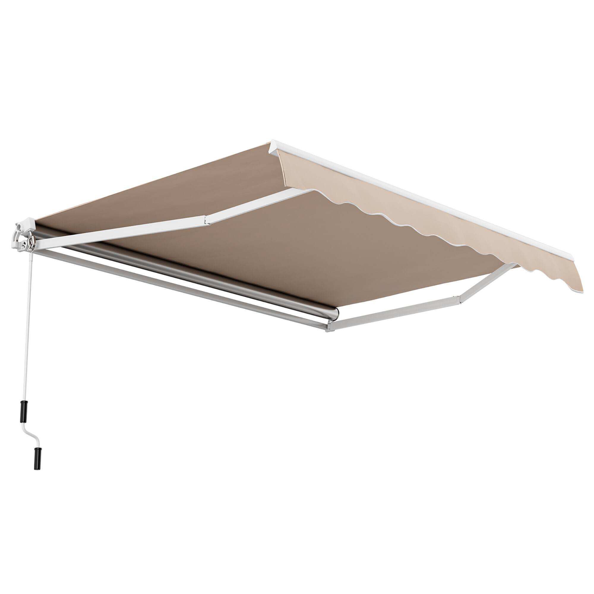 Alt View 1. Gymax - Gymax 10 x 8.2 ft Outdoor Patio Retractable Awning Polyester Sunshade Cover w/ Manual Crank Handle Deck Beige - Beige.