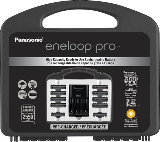 Panasonic K-KJ17MCC82A eneloop Power Pack, NEW 2100 Cycle, 8AA, 2AAA, 2 C  Spacers, 2 D Spacers, Advanced Individual battery charger at