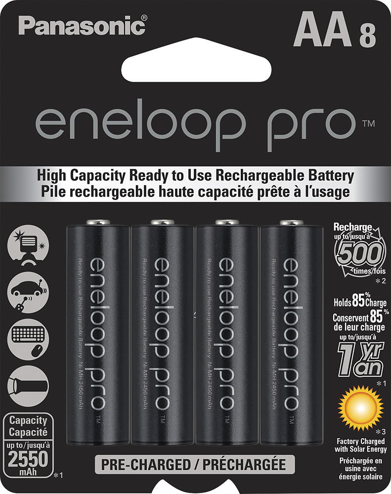 Panasonic Eneloop Pro Rechargeable Aa Batteries 8 Pack Bk 3hcca8ba