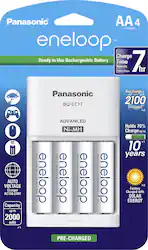Panasonic - eneloop Charger and 4 AA Batteries Kit - White - Front_Zoom