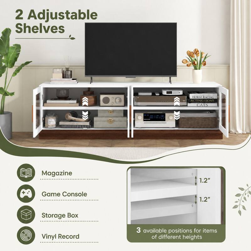 2 Adjustable Shelves

HORSE RACING ACTING LIONS CATS

Magazine
Game Console
Storage Box
Vinyl Record

3 available positions for items of different heights
