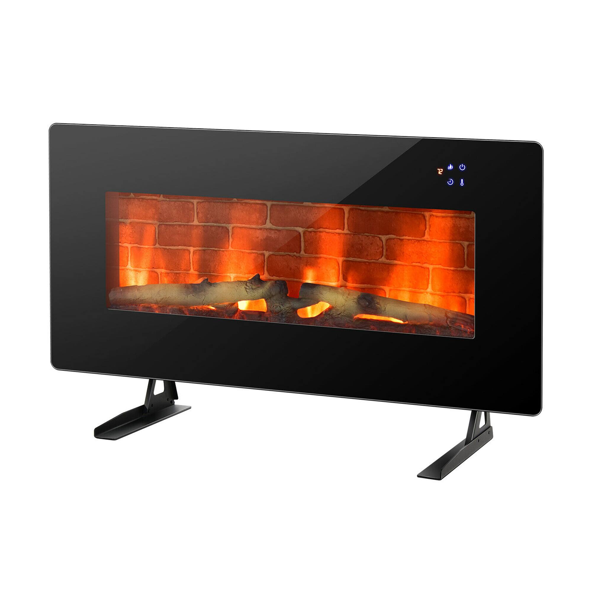 Alt View 9. Gymax - Gymax 36'' Electric Fireplace Wall Mounted & Freestanding Heater Remote Control 1500W - Black.