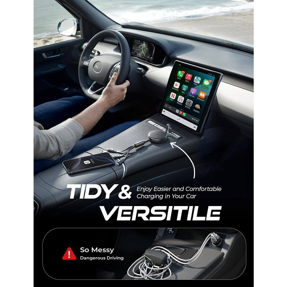 Enjoy Easier and Comfortable Charging in Your Car

TIDY & VERSITILE

So Messy Dangerous Driving